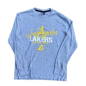 NBA x Los Angeles Lakers Men's LARGE Net-Dri Long Sleeve Grey Thermal Shirt‌‌